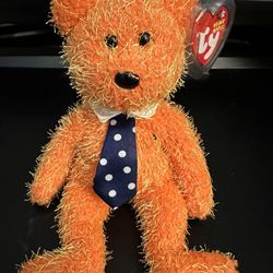 TY Beanie Babies Pappa 2002 Orange Bear w / Neck Tie 8.5” Tags