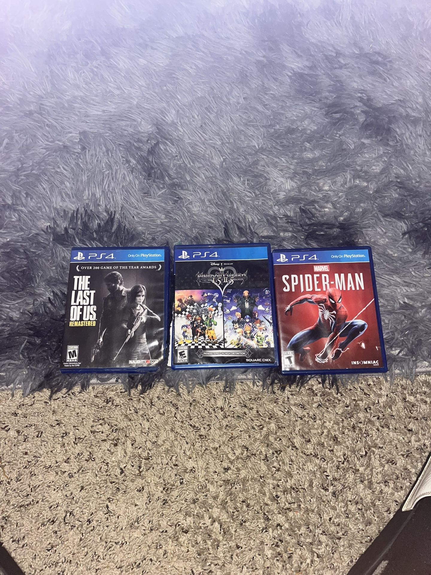 PS4 Games SPIDERMAN KINGDOM HEARTS AND THE LAST OF US