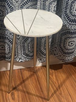 $45 Real Marble Side Table With Gold Color Stripes. 