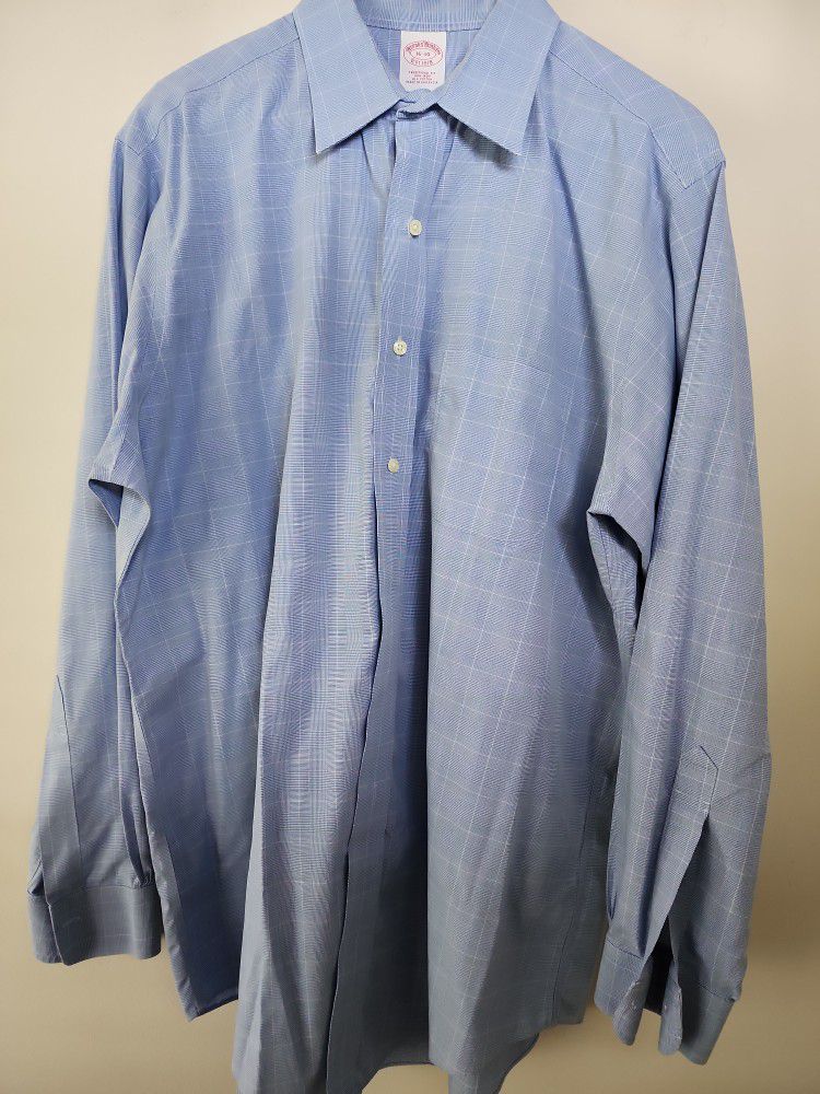 Brooks Brothers Plaid, non-iron, Blue Shirt SZ 16/34