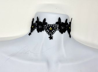 Black Lace Choker with Swarovski Crystals