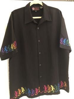Grateful Dead Dancing Skeletons Dragonfly Button Shirt Size Large