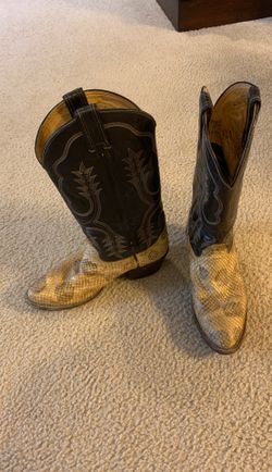 Vintage Tony Lama snake skin cowboy boots