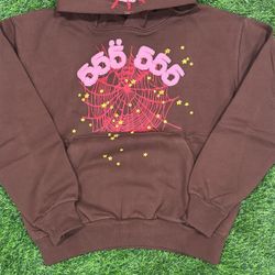 Brown Sp5der 555 Hoodie Small