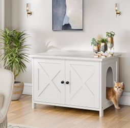 Cat Litter Box, White 31.5” (HN)