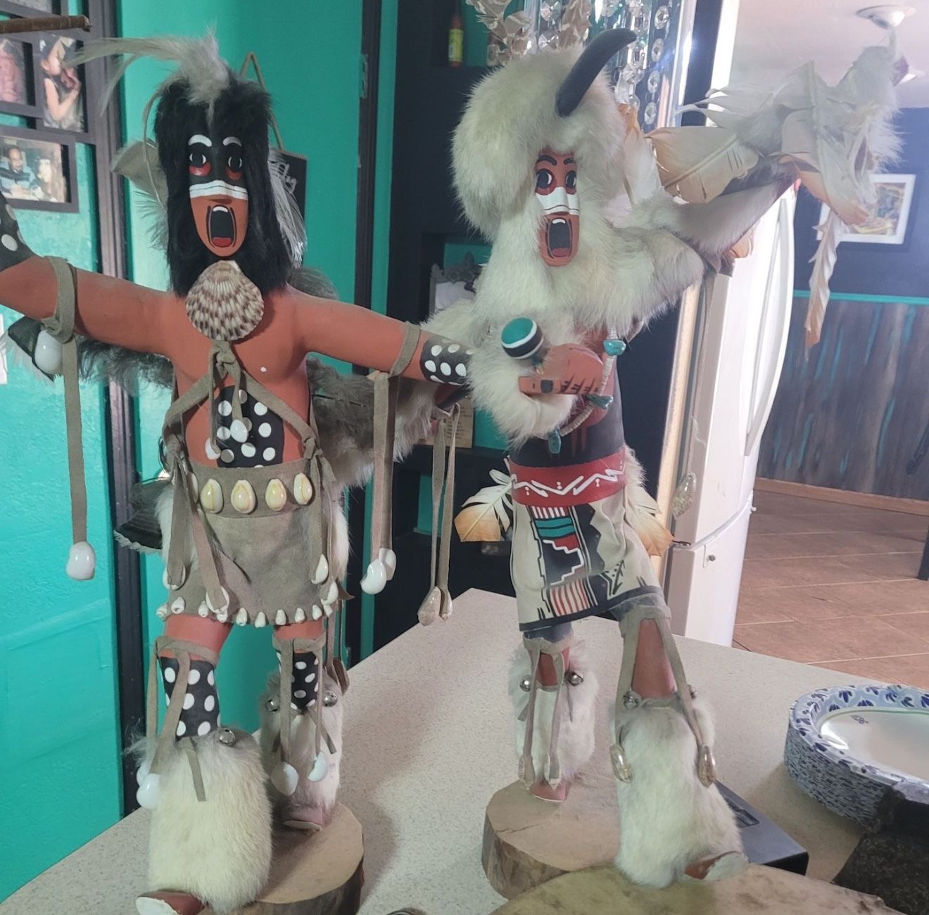 Native American Kachina Dolls, Sacred Drum,Head Piece