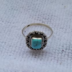 Sterling And Turquoise Ring Sz9