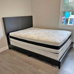 Queen Size Complete Bed Set - Frame, Headboard, Mattress & Box Spring - COD Available
