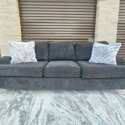 Modern Clean Dark Gray Sofa / Couch w/ Pillows – Delivery +$30