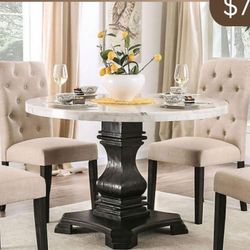 Round Dining Table - Chairs Available In Beige, Grey, Charcoal, Cream Fabric 