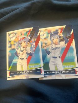 Hololive Dodgers Suisei and Pekora cards