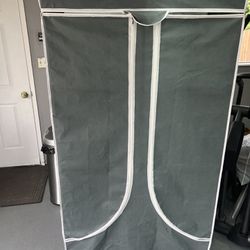 Portable Wardrobe Closet Storage Organizer Metal Hanging Rack Non-Woven Fabric 34 Inch Grey