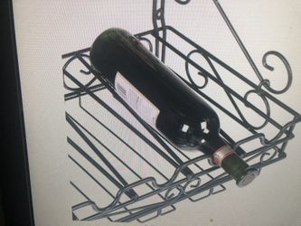Metal Wine Bottle and Glass Wall Rack
