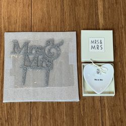 Wedding Cake Topper & Porcelain Ring Dish (Mrs. & Mrs.)