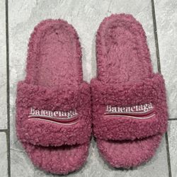 Balenciaga Fur Pink Slides Size 43/10