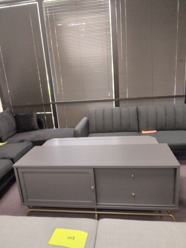 Gray & Gold Media Cabinet
