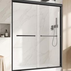Shower Door, 44-48" W × 72" H Semi-Frameless Double Sliding Shower Door