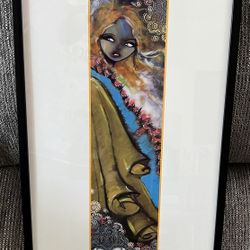 Framed Art Walk Piece – Boho / Surreal Portrait (10” x 20”) – Ready to Hang