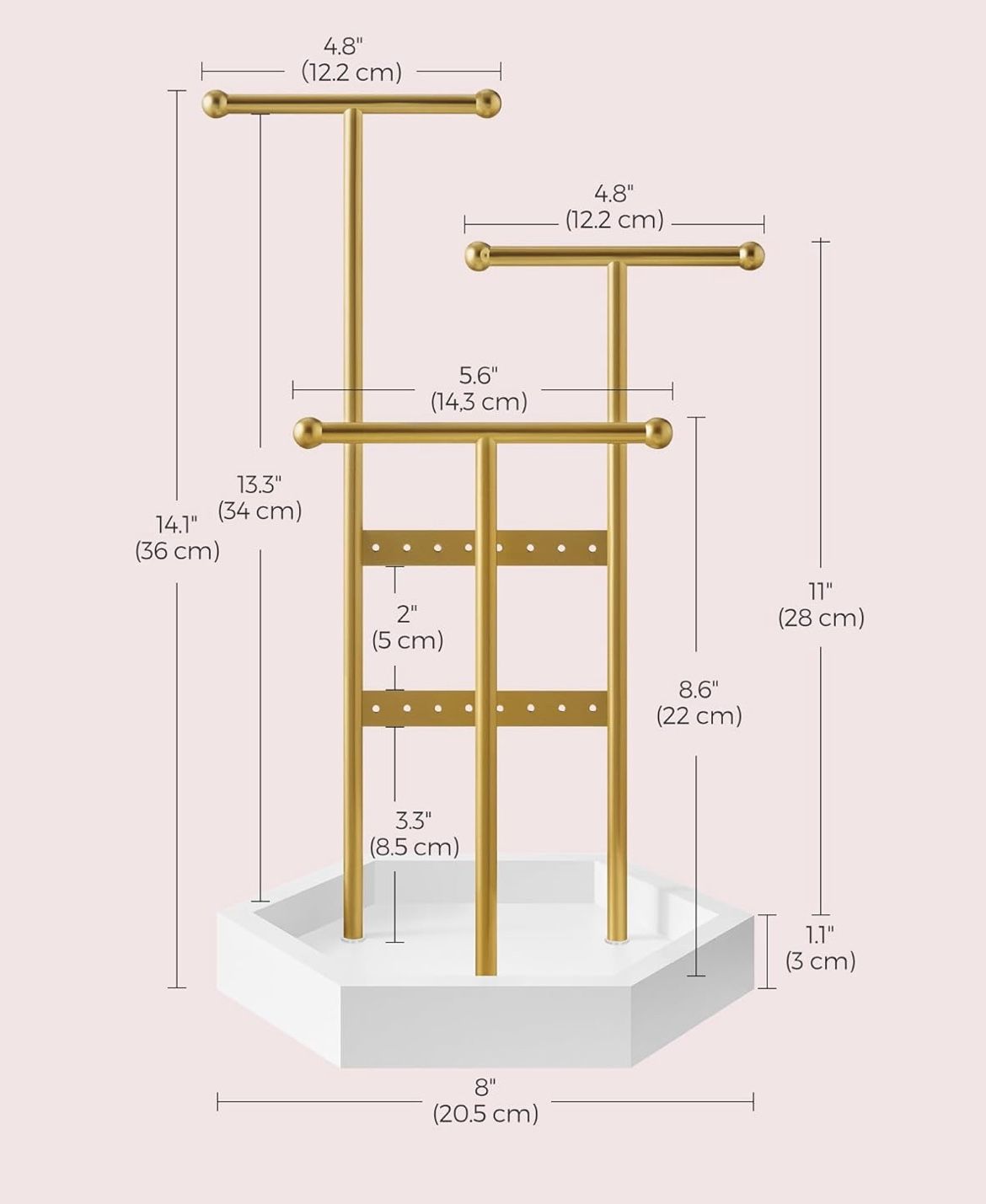 SONGMICS Jewelry Holder 3 Tiers and 1 Tray Jewelry Display Stand