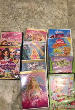 10 DVD ‘s two Bratz dolls, six Barbie, two Strawberry Shortcake