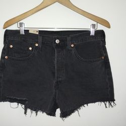 NEW Levi's LUNAR BLACK Women's 501 Original Fit High-Rise Jean Shorts, US 30