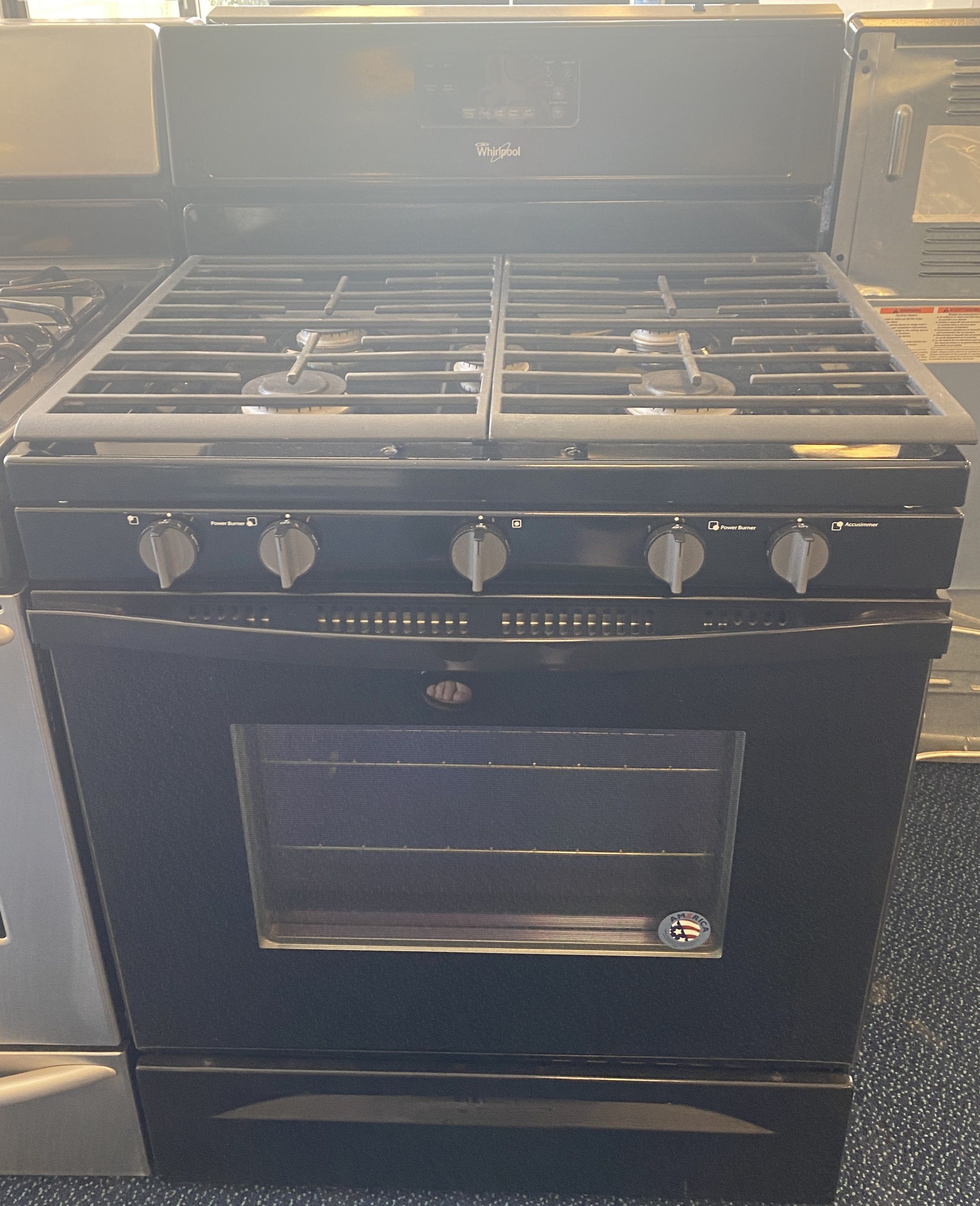 Black Whirlpool Five Burner Gas Range (3-0030)