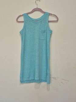 Old Navy Girls XXL 16 Blue Linen Blend Relaxed Pocket Tank Top