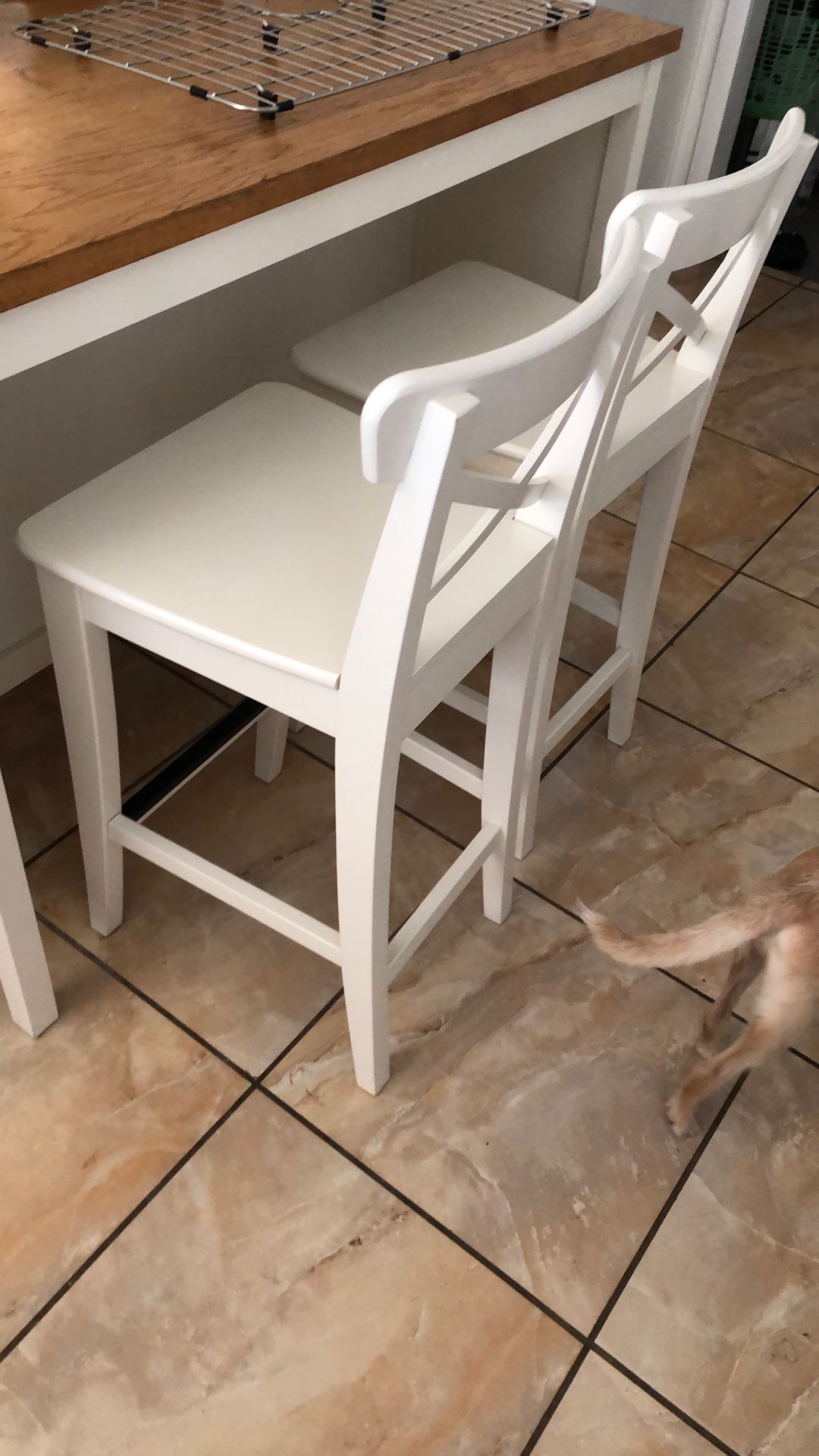 2 IKEA INGOLF Bar Stools โ White โ Excellent Condition โ $95 for Both!