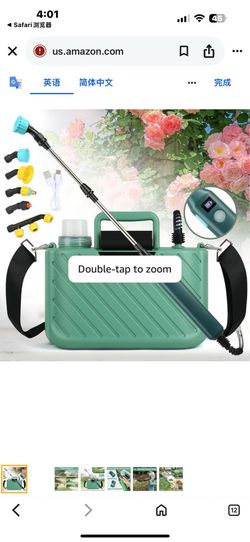 Battery Powered Sprayer 1.35 Gallon, Rechargeable Garden Sprayer with 5 Mist Nozzles, 23.6"" Telescopic Wand, Electric Sprayer with Adjustable Shoulde