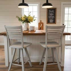 Charming Farmhouse Swivel Counter Chairs - Set of 2