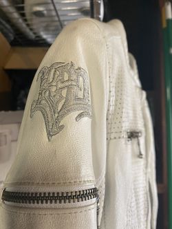 Women’s Harley Davidson genuine white leather riding jacket Thumbnail
