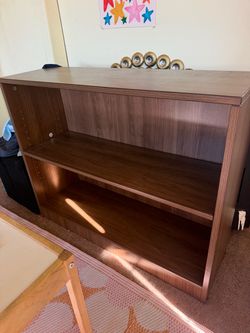 Low Wooden Bookcase with Two Shelves