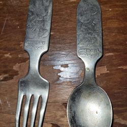 Micky Mouse Silver Fork and Spoon 