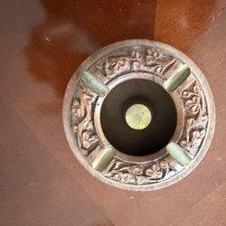New Decorative Carved Wood Ash Tray 