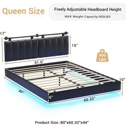 Floating Bed Frame With Mattress 