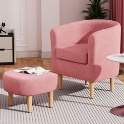 Pink Armchair With Footrest/Ottoman, Brand New In Box