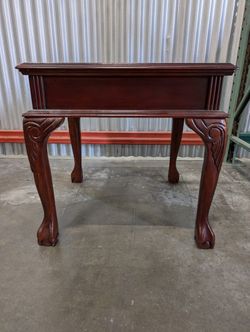 Classic Dark Wood Square Side Table with Carved Cabriole Legs