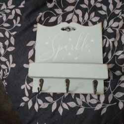 Small Light Green Hanging Shelf With 3 Hooks