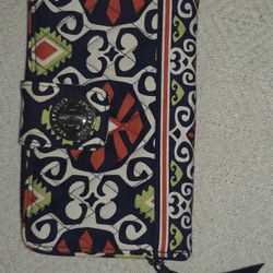 Vera Bradley Blue Red Green Zip Around Wallet Wristlet Clutch