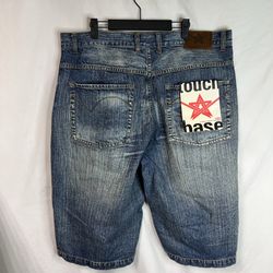 Vintage Y2K Touch Base Denim Jean Shorts Mens 38 Blue Jorts Baggy Skate NWT
