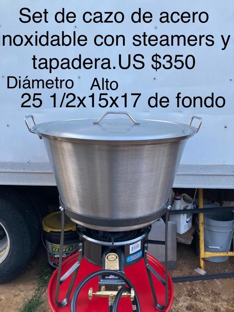 Set De Cazo Chicharrónero Grande De Acero Inoxidable
