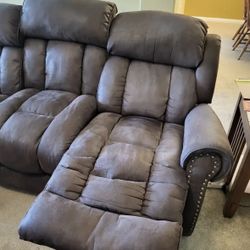 3 Sectional Brown Reclining Chair And Sofa 