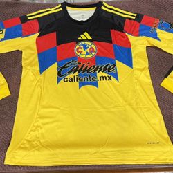 2025-2026 Adidas Club America home yellow long sleeve jersey