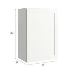 White kitchen wall cabinet with matching door