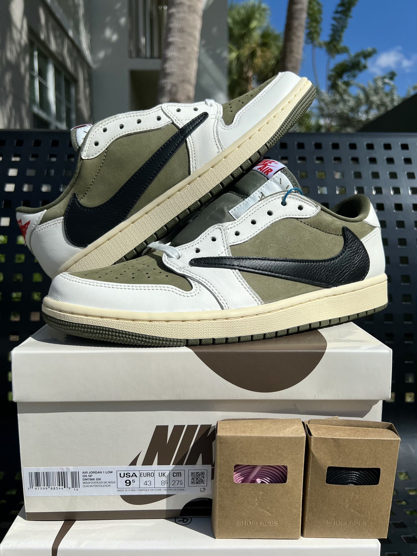 Jordan 1 Low Travis Scott Olive Sz 9.5 New Nigel Brick