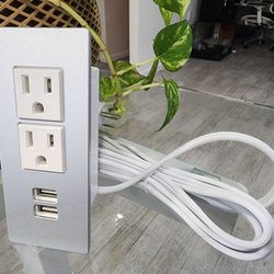 Desk Power Grommet USB Outlet Build-in 2-Outlet and 2 USB Charging Ports