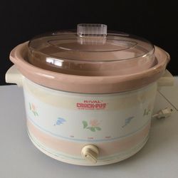 VERY RARE Vintage Pastel RIVAL 5-Quart Crock Pot & Cookbook - LIKE NEW