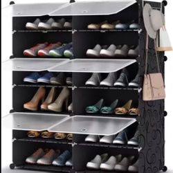 HOMIDEC Shoe Rack Organizer, 6 Tier Storage Cabinet 24 Pair Plastic Shoe Shelves