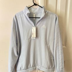 adidas Light Blue 1/4 Zip Windbreaker Jacket  Polyester