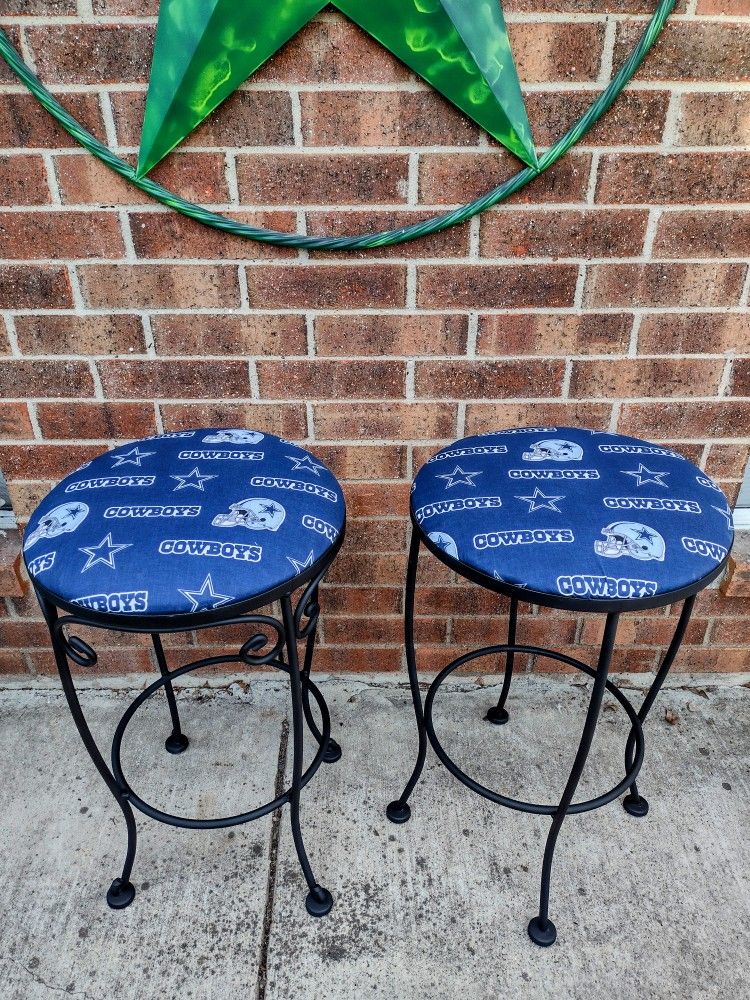 Rare Dallas Cowboys Wrought Iron Bar Stools
